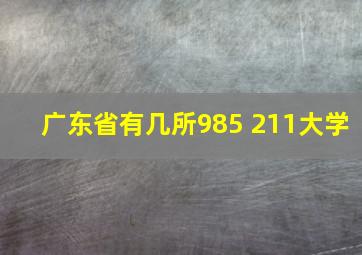 广东省有几所985 211大学